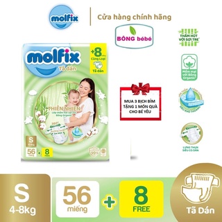 (Mua 3 bịch tặng 1 món quà cho bé)- Tã/bỉm dán organic Molfix- Jumbo S - Gói 56+8 miếng