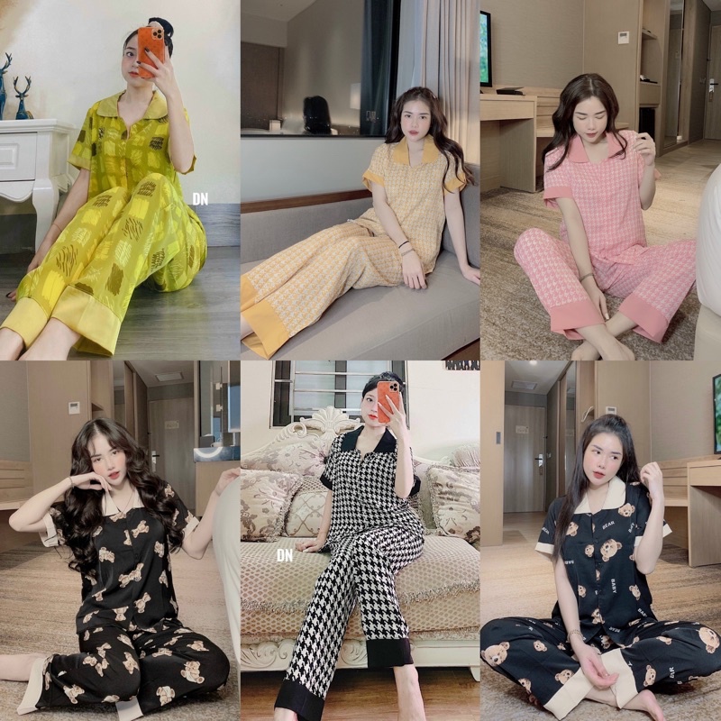 Bộ Lụa Mango Tay Ngắn Chất Liệu Lụa Mango Cao Cấp Mặc Nhà Pyjama