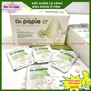 Gạc Rơ Lưỡi Dr.Papie- gạc lau răng, rơ miệng cho bé - Hộp 30 gói