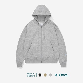 OWL BRAND® LOGO FULL-ZIP HOODIE - Áo khoác nỉ có mũ màu / Xám