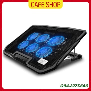 Đế Tản Nhiệt NUOXI H9 Với 2 Cổng USB 6 Cánh Quạt Tản Nhiệt Êm Ái Cho Laptop, Macbook
