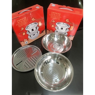 Bộ rổ, chậu kèm nạo rau củ quả inox đa năng 3in1 cao cấp siêu tiện dụng