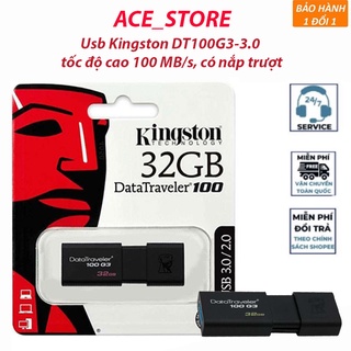 Usb Kingston DT100G3 dung lượng 64gb 32gb 16gb ,USB 3.1/3.0 tốc độ cao 100 MB/s, có nắp trượt