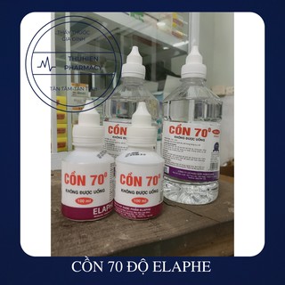 CỒN 70 ĐỘ ELAPHE SÁT KHUẨN, SÁT TRÙNG DỤNG CỤ Y TẾ CHAI 100, 500ml