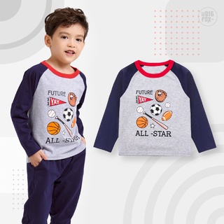 Áo dài tay bé trai size đại BIGFOX - MISS MEOW, Áo thun dài tay trẻ em phong cách Âu Mỹ hình in quả bóng 11 - 26 kg