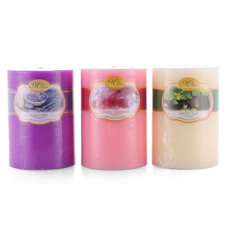 Bộ nến thơm Hạnh Phúc 10 - Bộ 3 nến thơm D7H10 Miss Candle FTRAMART MIC0260 7 x 10 cm (Tím - Hồng - Vàng nhạt)