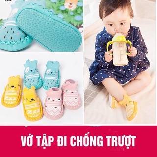 Giày tập đi chống trơn trượt len đế da cho bé 0-24 tháng, vớ tất cho bé trai bé gái