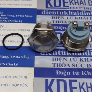 nút nhấn inox chống nước, dạng tròn khoét lỗ 22mm, nút nhấn đề GQ22 đầu bo tròn kde4653