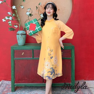 MEDYLA - Váy bầu xinh cách tân tơ lót lụa cho mẹ bầu diện tết - VS567