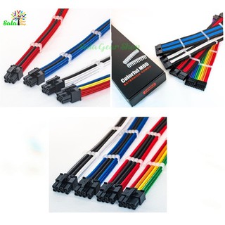 Dây nguồn nối dài bọc lưới Color Mod 24 pin ,8 pin (6+2) ,8 pin(4+4),6 pin VGA ,lõi 18AWG, 3 lớp, Nhiều màu sắc Tùy chọn