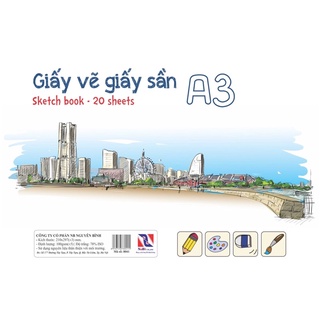 Tập Giấy vẽ giấy sần chuyên dụng A3 giấy màu kem 20 tờ