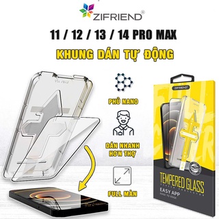 Cường lực Iphone 14 Plus / 13 Pro Max / 12 Mini / 11 Pro / Xs chính hãng ZIFRIEND khung dán tự động full màn hình