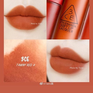 Son kem lì 3CE Soft Lip Lacquer #Tawny #Red : Cam đất