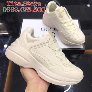 [ TẶNG TẤT+HỘP] GIÀY THỂ THAO CHUNKY TRƠN VÀNG KEM