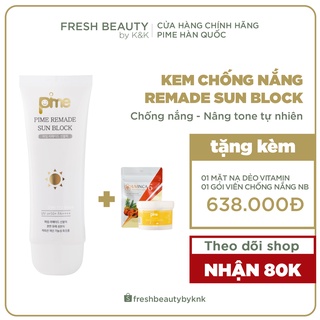 Kem chống nắng nâng tone không bết rít SPF50+/PA4+ dưỡng trắng giảm thâm sạm cho da dầu, mụn, hỗn hợp PimeSunblock 60g