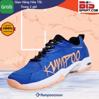 Giày Cầu Lông Chính Hãng Kumpo KH-E75 Xanh Đế Da - Phối Màu Bắt Mắt, Cực Bám, Bền, Êm