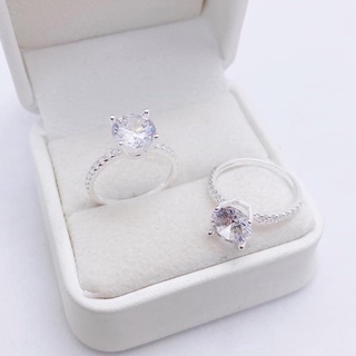 Nhẫn nữ bạc ta đá chủ 8ly sáng đẹp LINH MIU SILVER