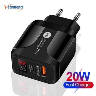 Củ Sạc Nhanh Màn Hình Kỹ Thuật Số 20wpd + Qc Hai Cổng Cho Điện Thoại Di Động Apple Android