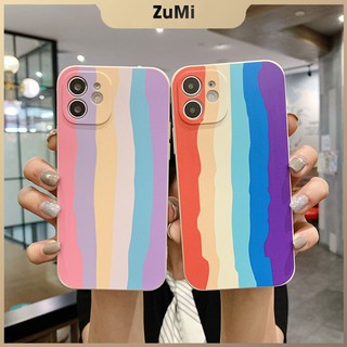 Ốp Cầu Vồng Viền Vuông Cho iPhone 12 Pro Max Đến 7Plus-ZUMI STORE