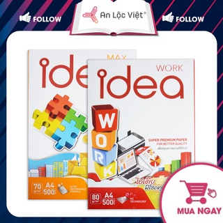 Giấy Idea khổ A4 chính hãng định lượng 70 gsm - 80 gsm (500 tờ)