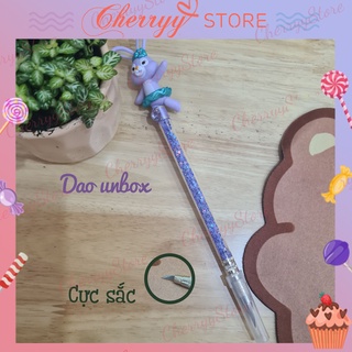 Dao rọc giấy dạng bút cute hình Stella Lou, Duffy, Gấu dễ thương, dao unboxing