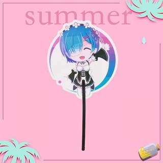 (Nhựa cán 20) Quạt Re:Zero Rem Bắt đầu lại ở thế giới khác cầm tay in hình anime chibi