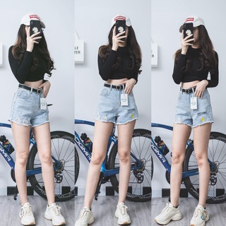 Quần Short Jean Rách 2 Bên, Quần Đùi Nữ Tua Lai Lưng Cạp Cao
