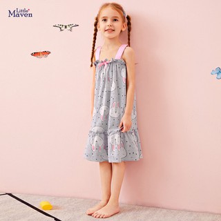 Váy hai dây to bản bé gái Little Maven váy mùa hè đi biển cho bé cực đẹp