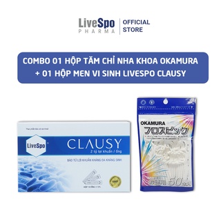 Combo 1 tăm chỉ nha khoa Okamura và 1 Men vi sinh LiveSpo Clausy
