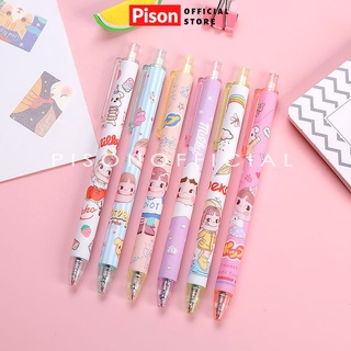Bút bi bấm mực gel mẫu Lolita Pison, bút bi cute mực đen ngòi bút 0.5mm - BB001 - 01 bút