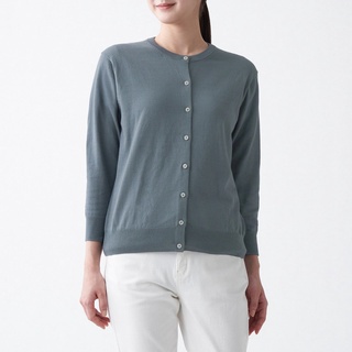Muji Áo Khoác Cardigan Chống Uv Cổ Tròn High Twisted / Washable