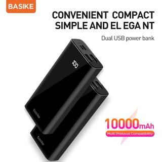 Pin Sạc dự phòng 10000mAh BASIKE đầu ra USB kép nhỏ gọn mang theo đi chơi cho iPhone Samsung Huawei Oppo