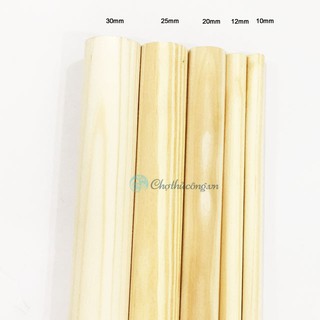 Thanh gỗ tròn gỗ thông đường kính 2cm x 1m4 treo mành, phụ kiện macrame, handmade, decor