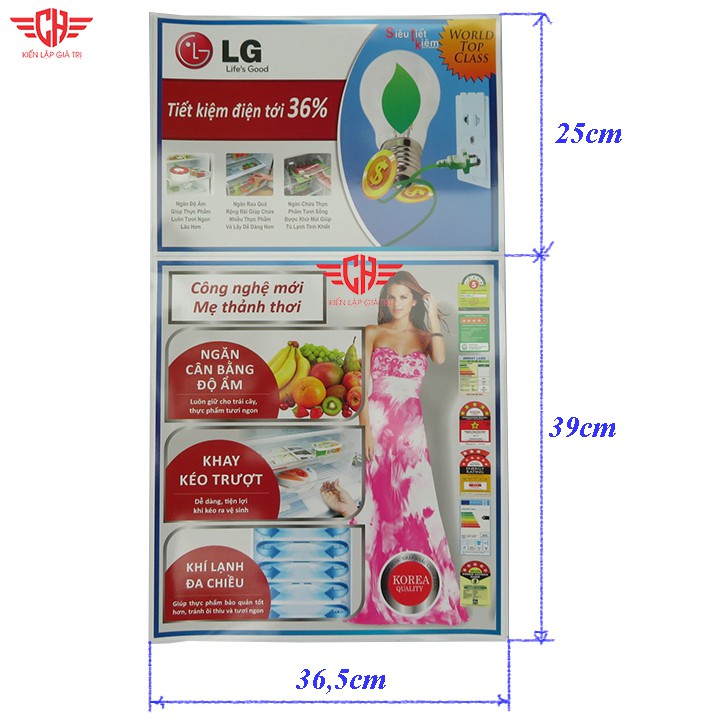 Tem dán tủ lạnh LG
