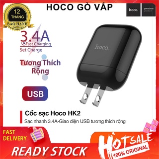 CỐC SẠC/CỦ SẠC NHANH Hoco HK2 3.4A Siêu Bền cho Điện Thoại iPhone IPad Samsung Huawei Xiaomi Oppo Sony Nokia-Chính Hãng