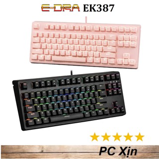 Bàn Phím Cơ EDra EK387 Pink / White / Black RGB , Rainbow V2 - Chính Hãng