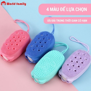Bông Tắm Silicon Tạo Bọt 2 Mặt Siêu Mềm Massage Có Dây Treo Bông Tắm Hình Chuột