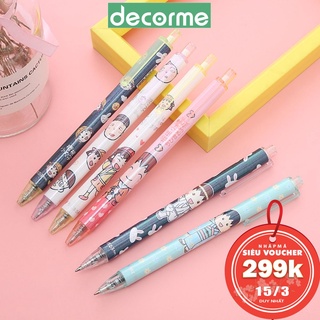 Bút Gel bấm Maruko Dễ thương Mực đen 0.5mm DecorMe Viết bi nước hoạt hình đáng yêu SMN
