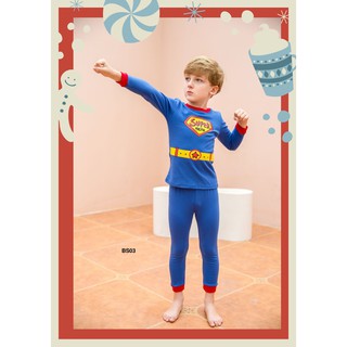 Quần áo trẻ em Bộ đồ ngủ thu đông  thu đông Siêu nhân superman BS03