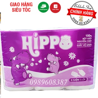 LỐC 6 CUỘN GIẤY VỆ SINH 3 LỚP KHÔNG LÕI HIPPO