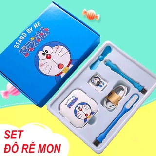 [ĐÔ RÊ MON] BỘ COMBO SẠC DỰ PHÒNG 5 MÓN ĐÁNG YÊU HÌNH DOREMON – HELLO KITTY