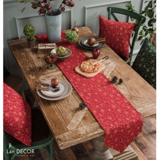 Khăn trải bàn runner noel đẹp Landecor - TBR552-đỏ