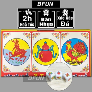 Bộ Lắc Bầu Cua BÀN NHỰA Cao Cấp - Bầu Cua Tôm Cá, Xúc Xắc Xốp - Đồ Chơi Trẻ Em BFUN