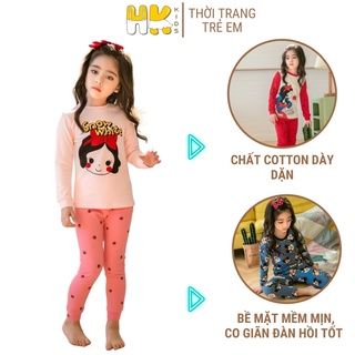 Bộ dài tay cho bé gái từ 2 đến 10 tuổi, chất COTTON dày dặn co giãn, giữ ấm giữ nhiệt tốt - HK KIDS