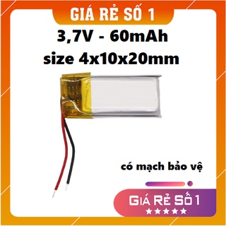 Pin Lithium cho tai nghe bluetooth 3,7V dung lượng 60mAh, kích thước 401020