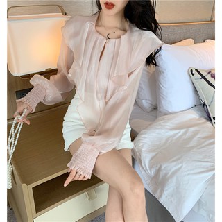 Áo sơmi vạt bèo hàn quốc- hàng cao cấp