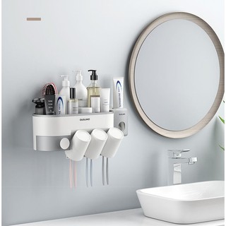 Kệ Để Đồ Nhà Tắm Dán Tường - Kệ Treo Bàn Chải Kèm 2 Cốc Đánh Răng Thương Hiệu OENON Cao Cấp