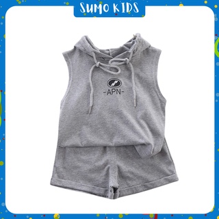 Bộ Cộc Tay APN Cho Bé SUMO KIDS Bộ Sát Nách Bé Trai Có Mũ Phong Cách Cực Ngầu Cho Bé