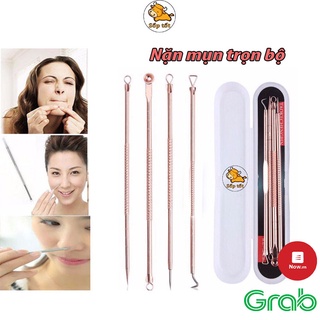 nặn mụn cao cấp với bộ dụng cụ nặn mụn ẩn, đầu đen inox 2 đầu GD118 GD119