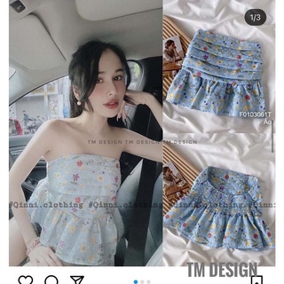 Áo ống hoa xếp ly tùng xòe nhún lưng!